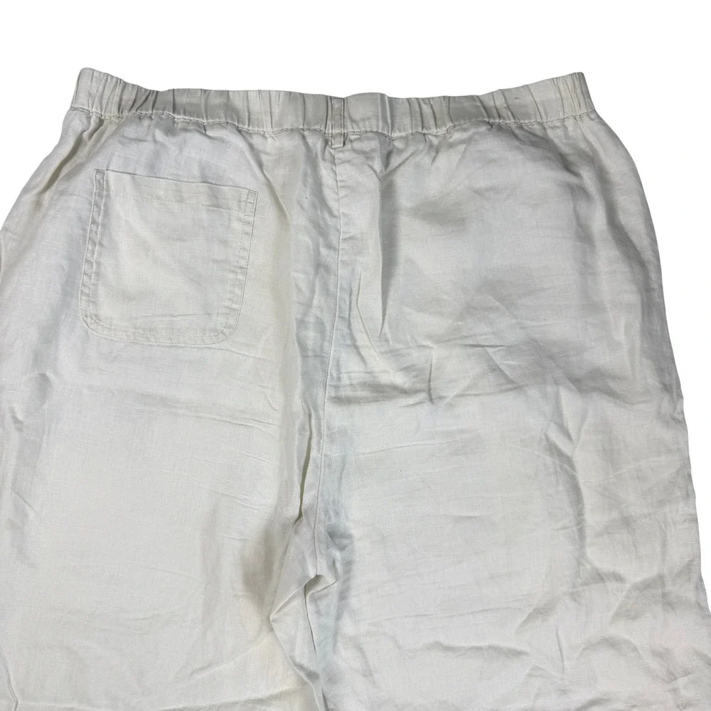 Quince Minimalist Coastal Women Cropped Wide Leg Pants Cream 100% Linen